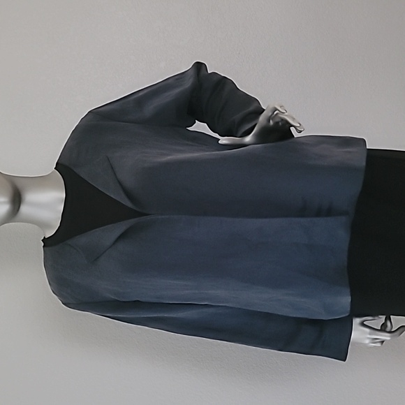 Eileen Fisher Linen Silk Satin Round Neck Jacket Medium